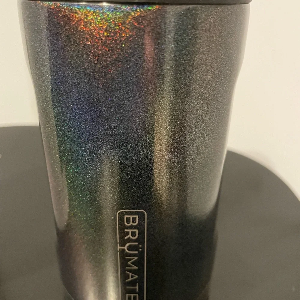 BrüMate Glitter Charcoal Hopsulator 12 oz. NEW! has adapter for bottle or can!